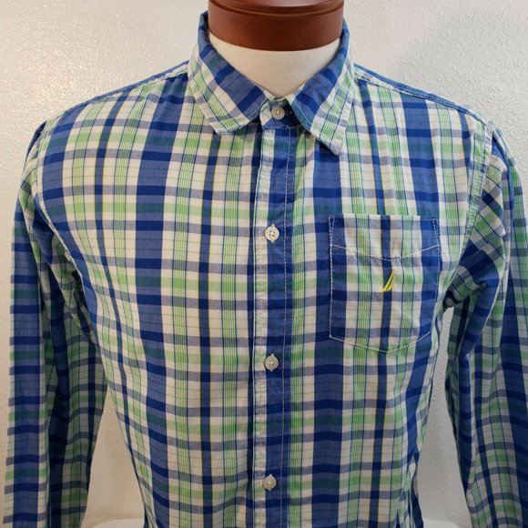 Nautica Boys Men Button Up Shirt Size 18/20 Long S - Picture 4 of 8